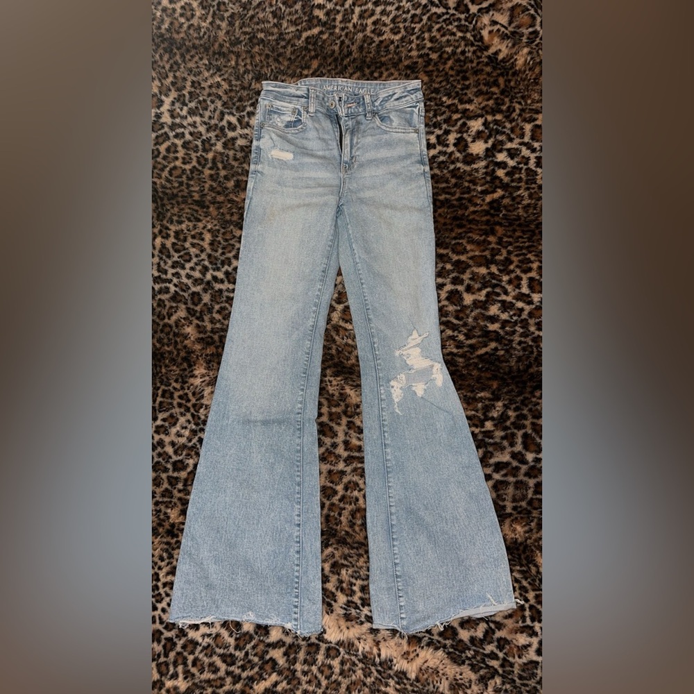 American Eagle Outfitters Light Blue Flare Jeans Tall